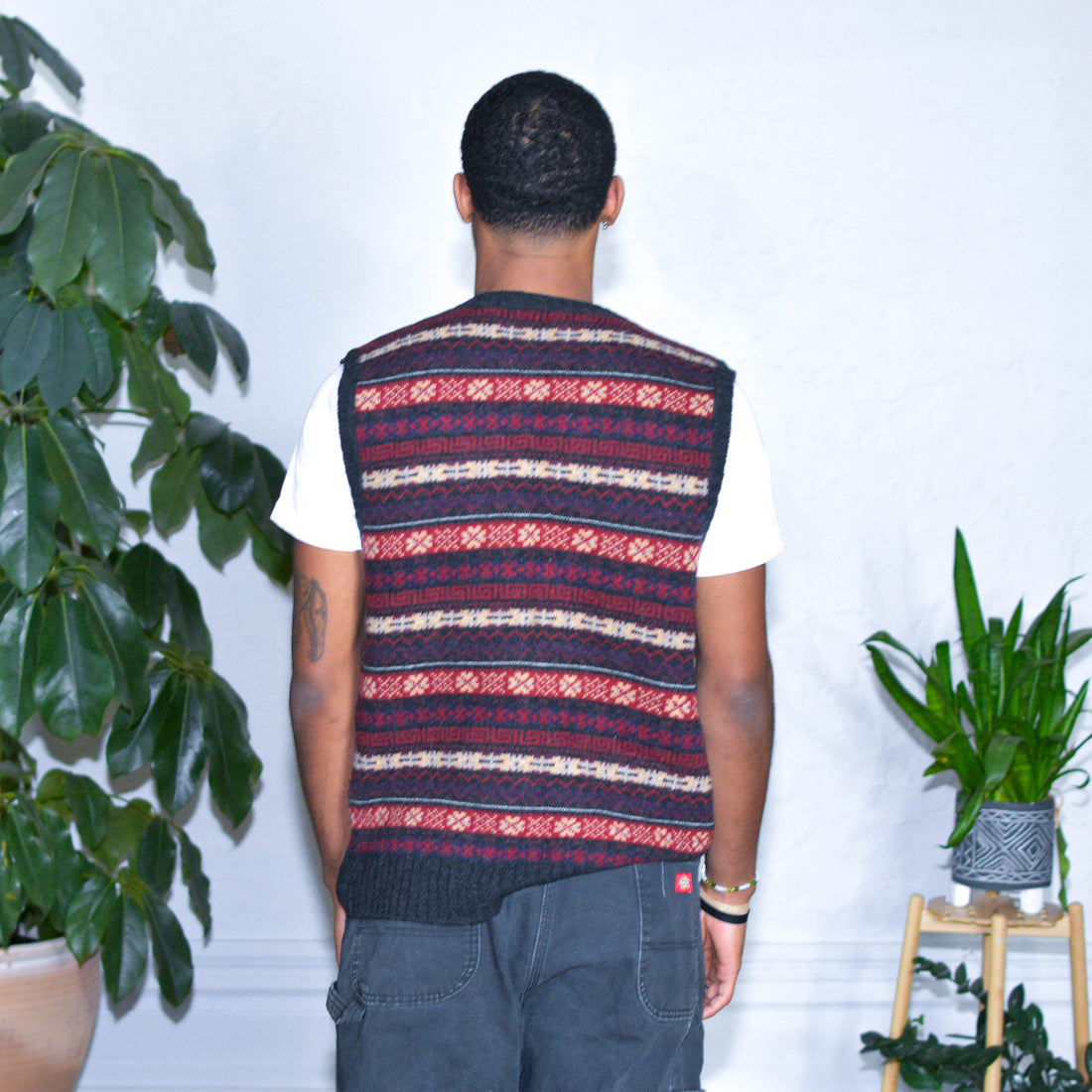 Vintage Structure Urban Wear Multi-print Sweater Vest