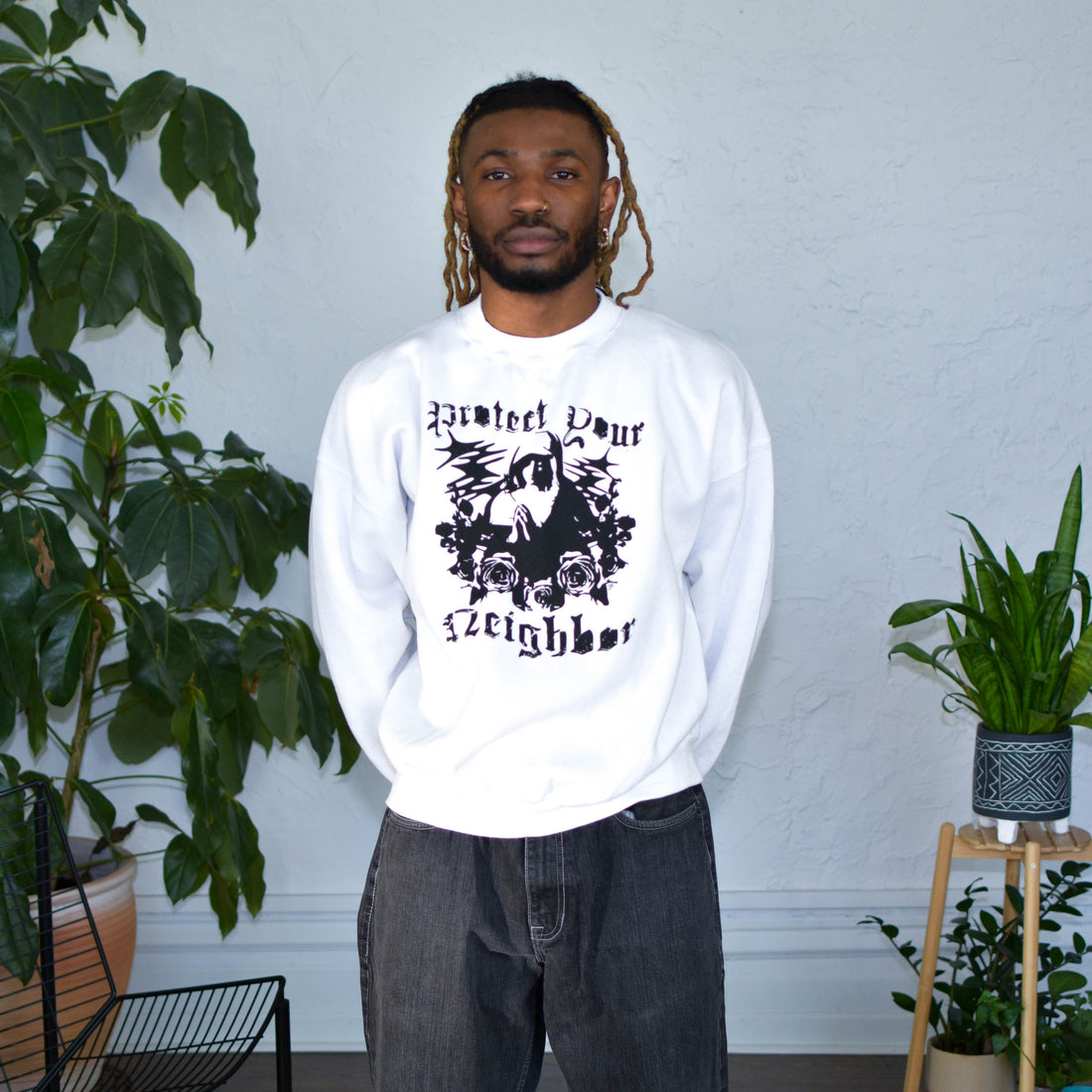 White Sweatshirt - "Protect Your Neighbor" Solidarity Merch