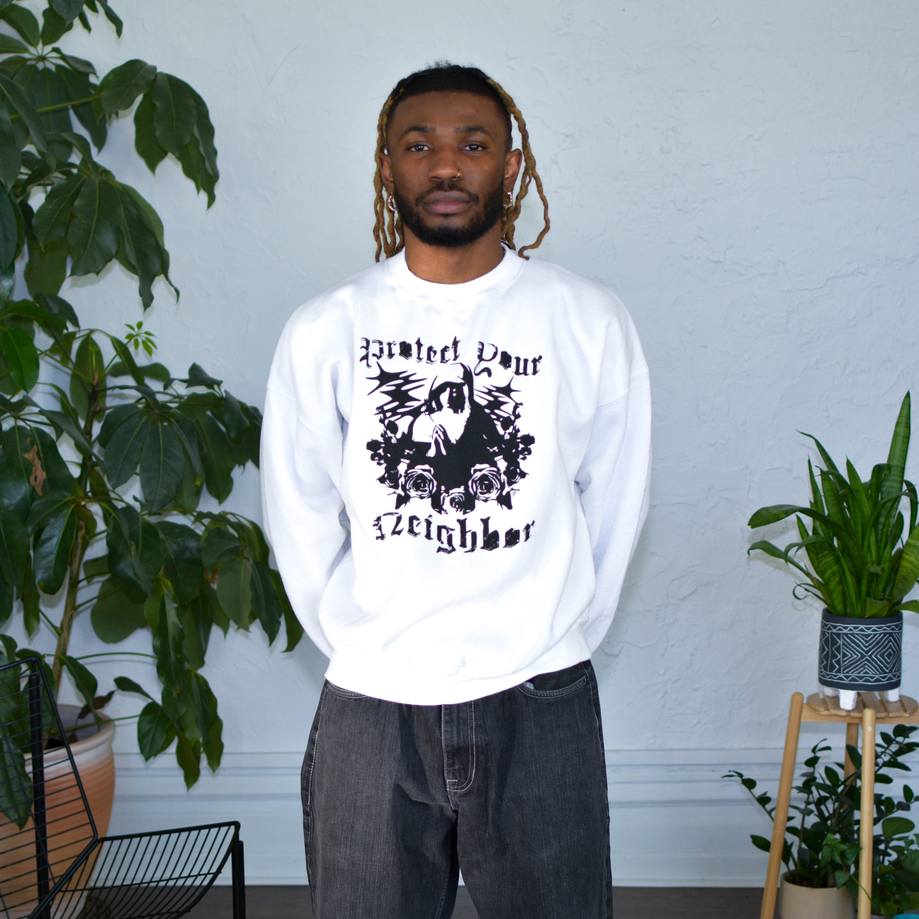 White Sweatshirt - "Protect Your Neighbor" Solidarity Merch