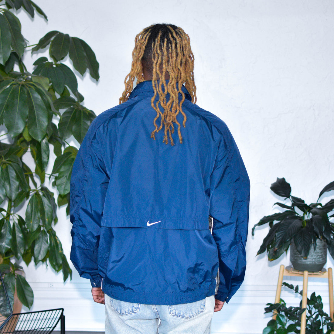 Vintage Nike Navy and Gray Unlined Windbreaker
