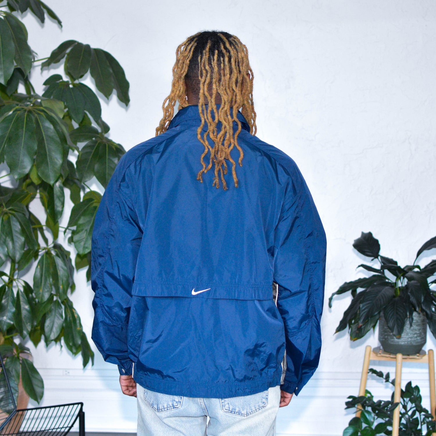 Vintage Nike Navy and Gray Unlined Windbreaker