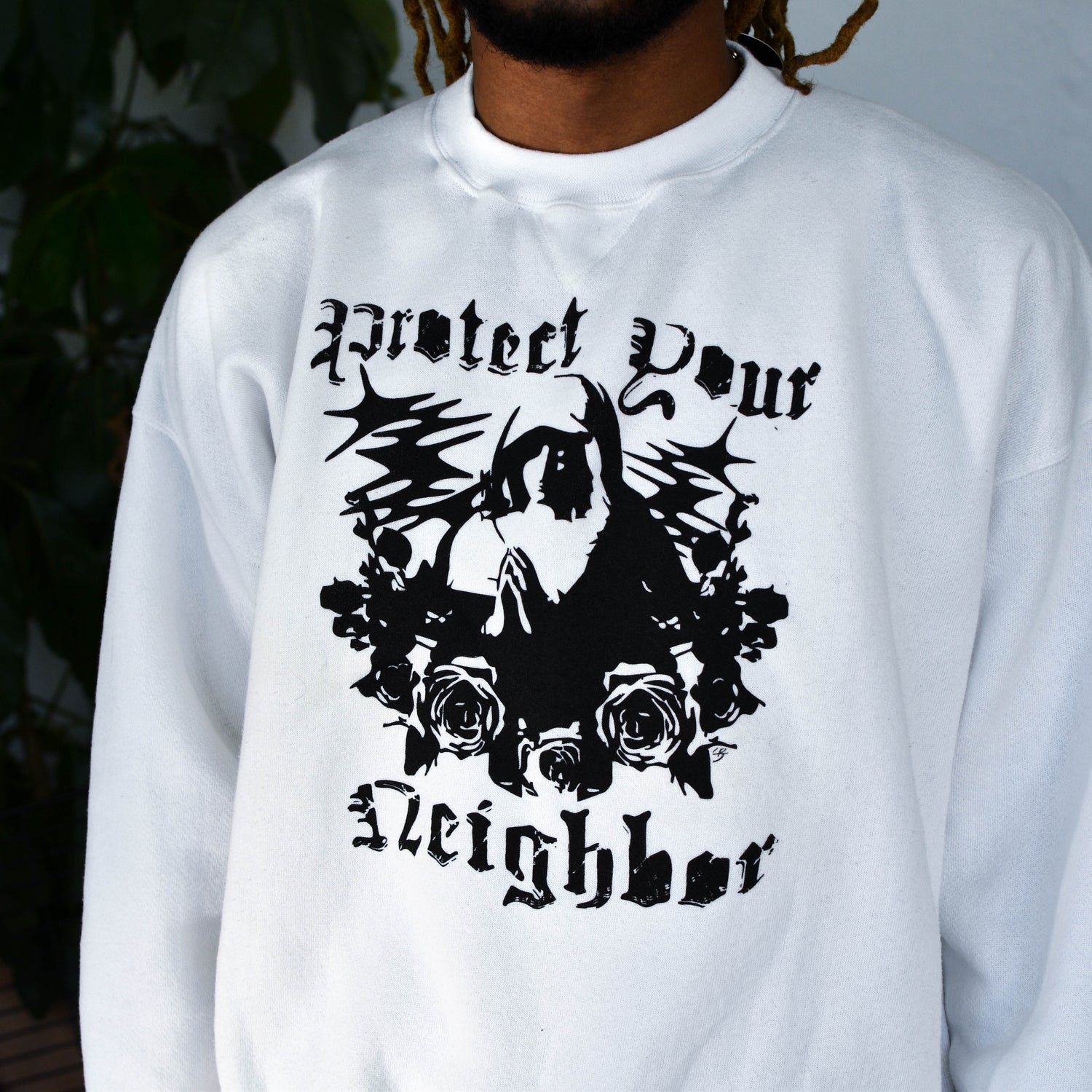 White Sweatshirt - "Protect Your Neighbor" Solidarity Merch
