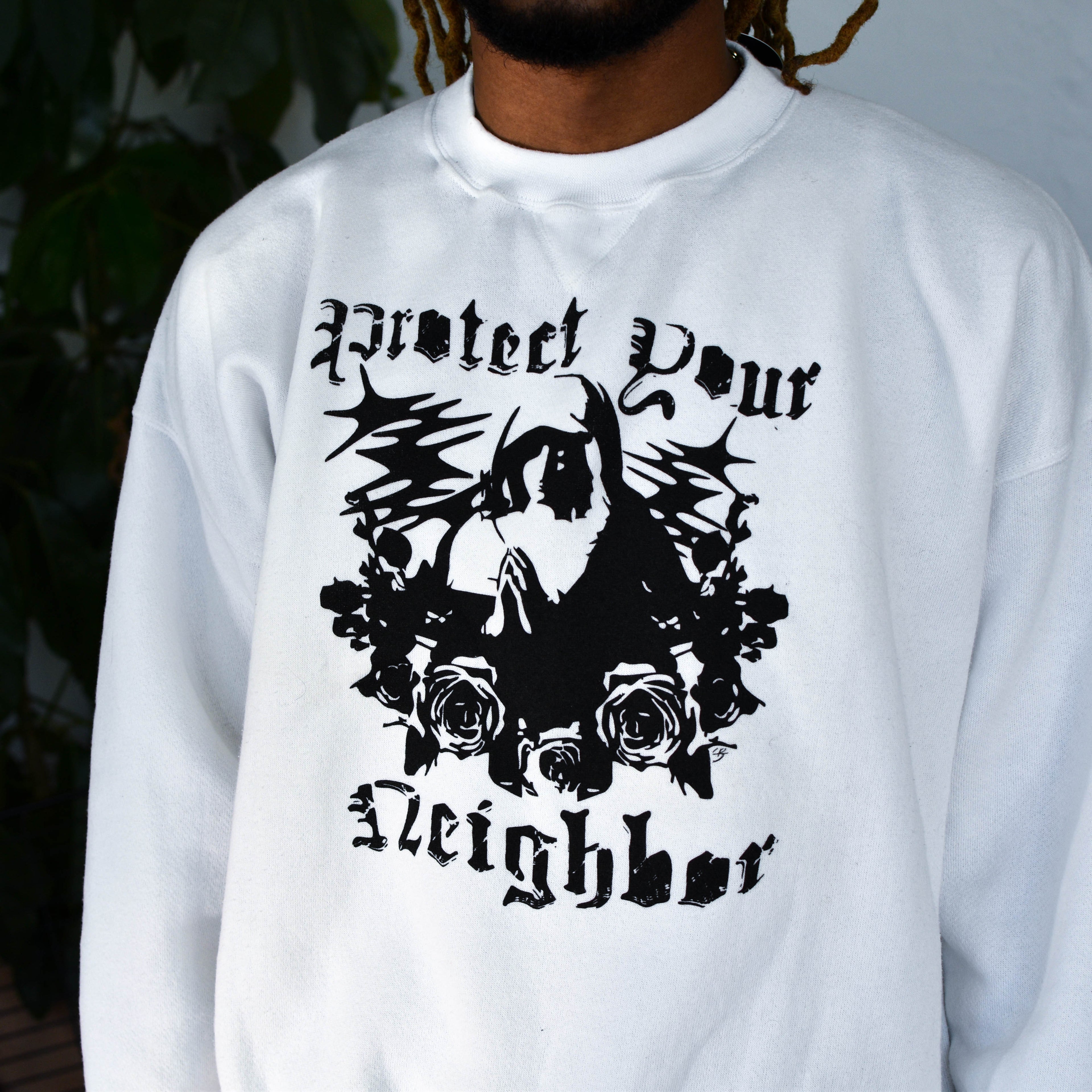 White Sweatshirt - "Protect Your Neighbor" Solidarity Merch