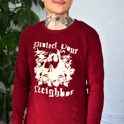 Maroon Thermal Shirt - "Protect Your Neighbors" Solidarity Merch