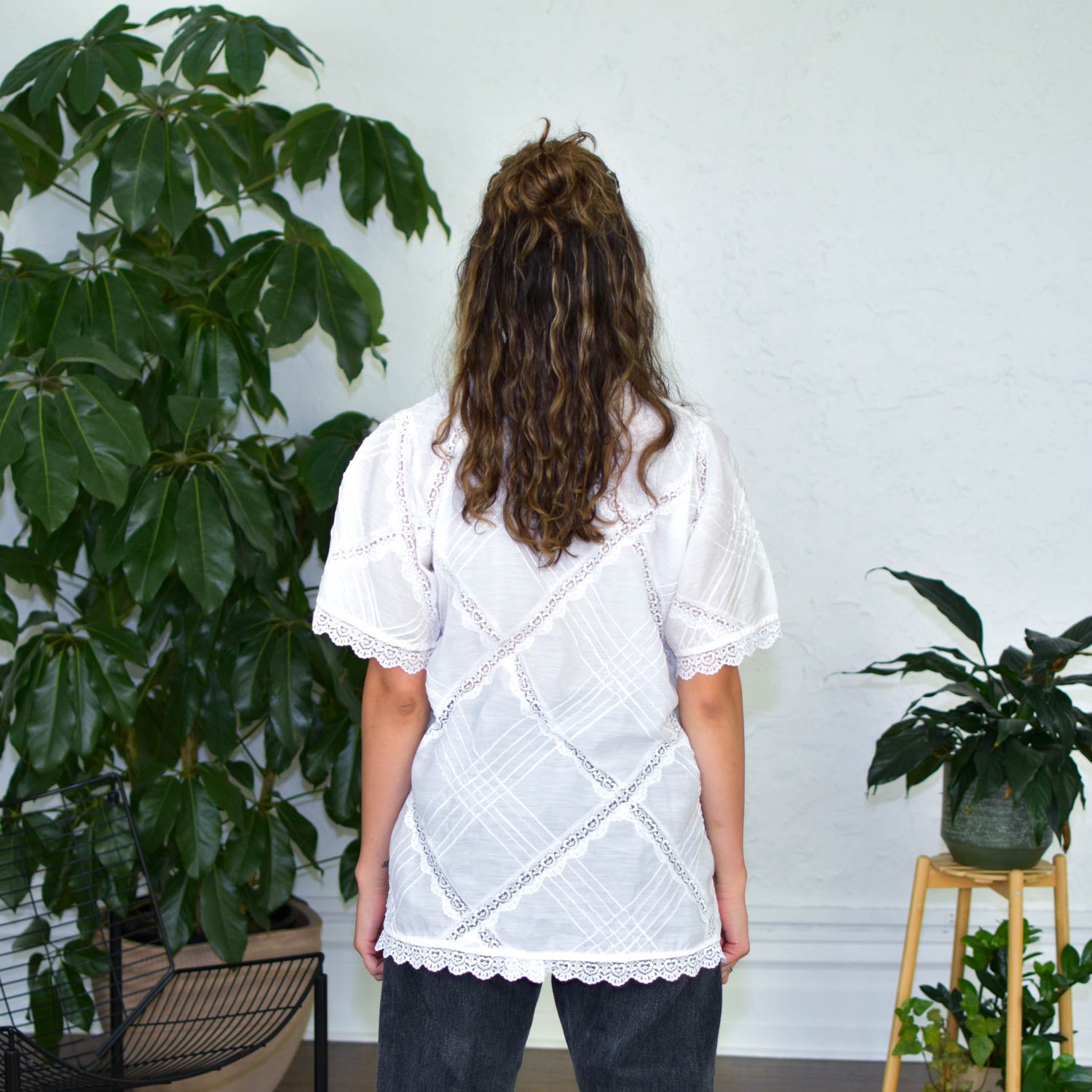 Vintage White Lace Button Up