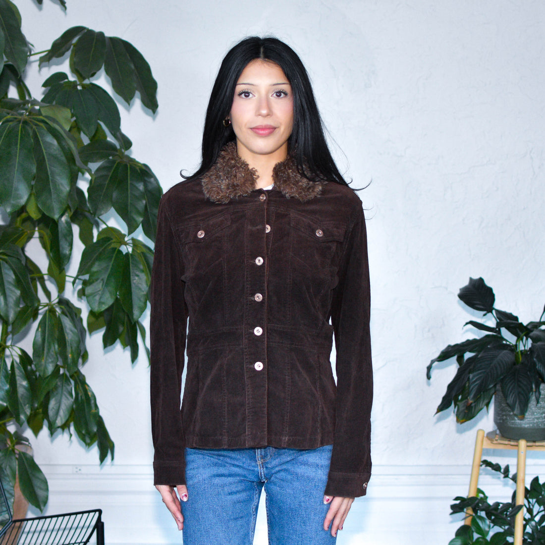 Vintage Y2K Kikit Jeans Fur-Lined Corduroy Femme Jacket