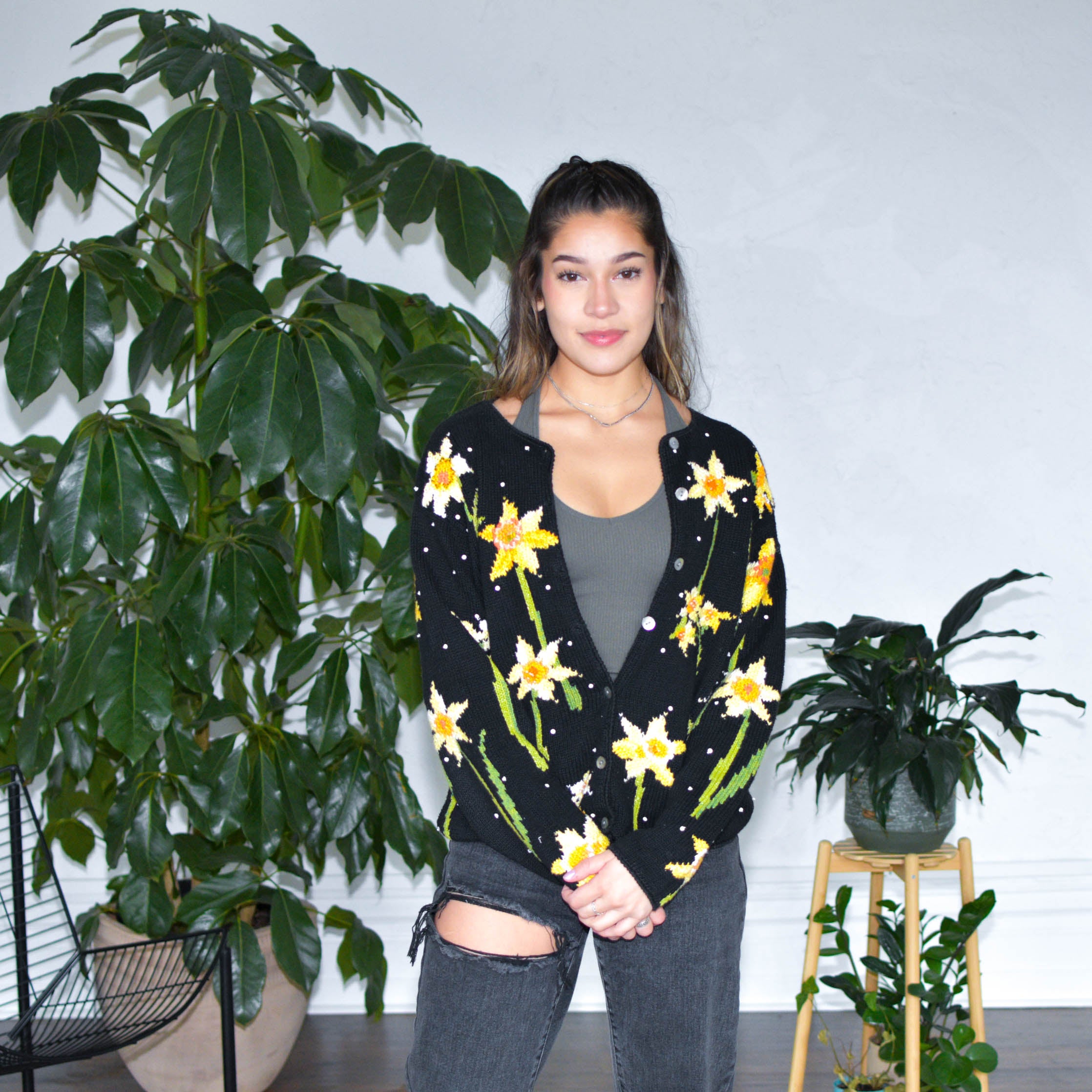 Y2k Knit Sunflower Cardigan