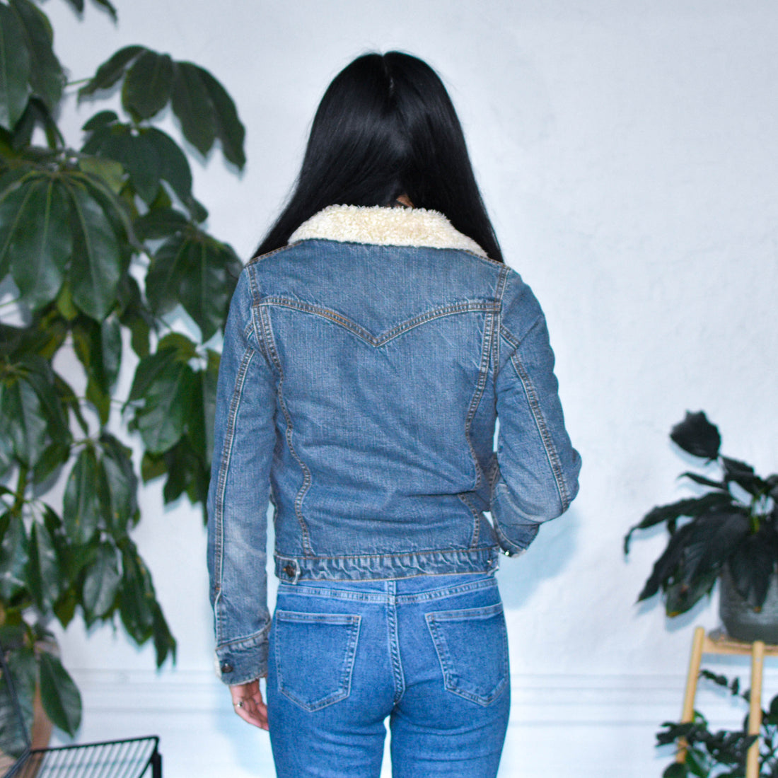 Vintage Y2K Angel Jeans Sherpa Denim Jacket