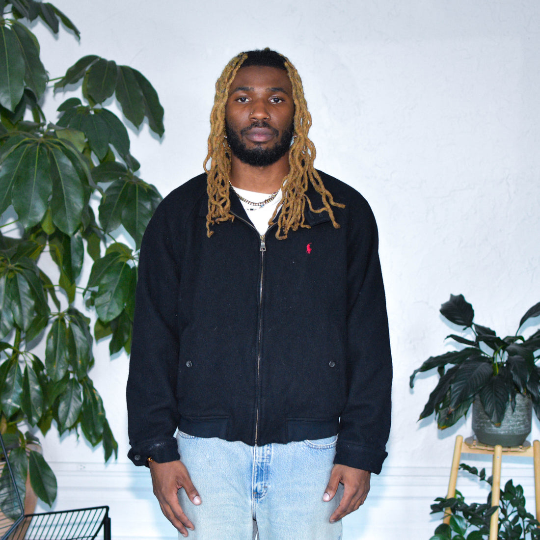 Vintage Polo by Ralph Lauren Navy Wool Bomber Jacket