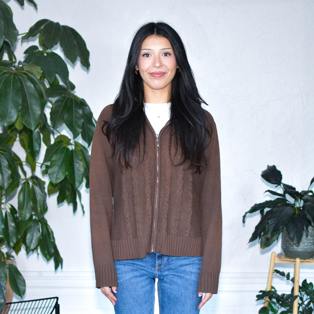 Vintage Y2K Leslie Ellerson Cable Knit Hooded Sweatshirt