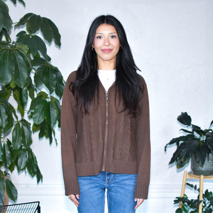 Vintage Y2K Leslie Ellerson Cable Knit Hooded Sweatshirt