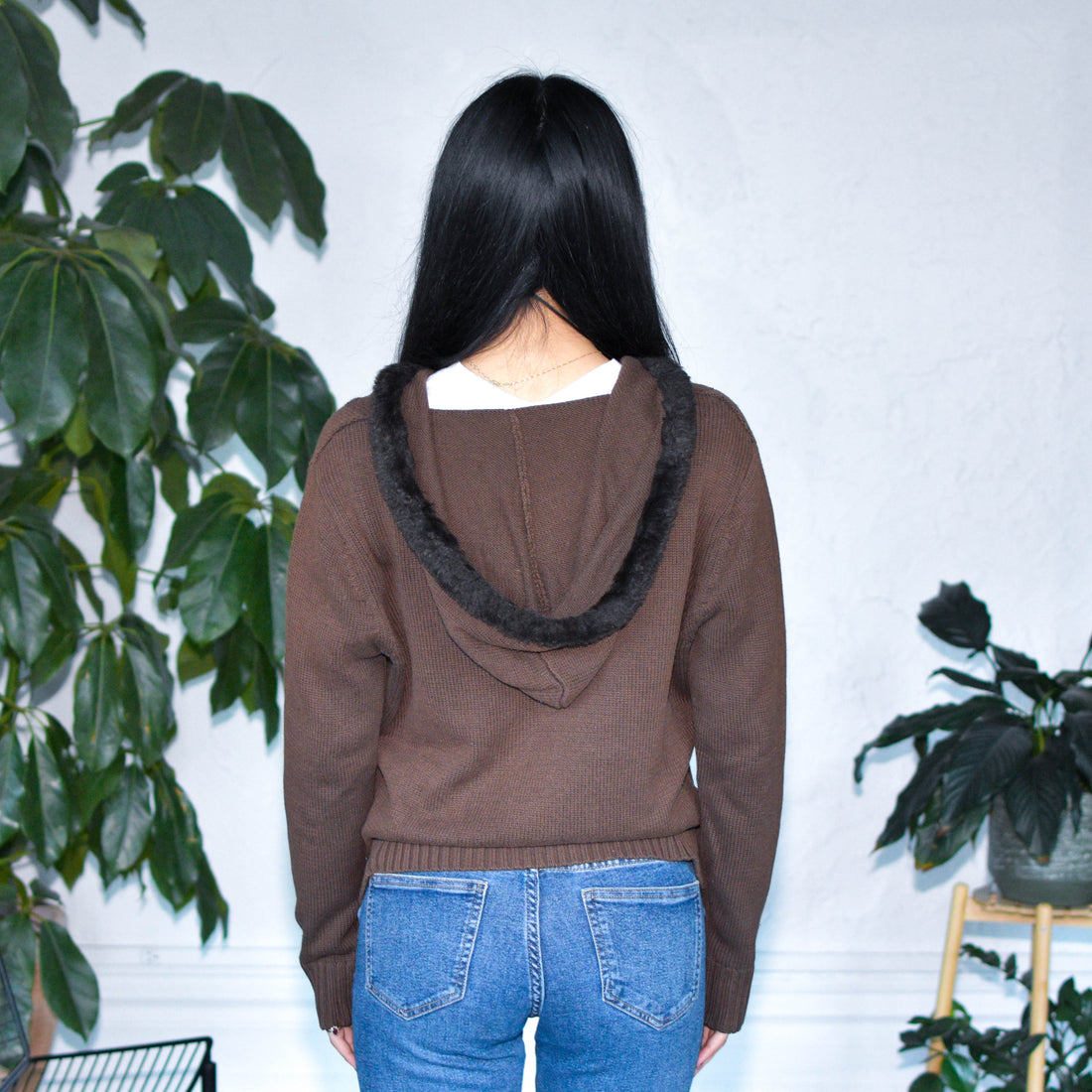 Vintage Y2K Leslie Ellerson Cable Knit Hooded Sweatshirt