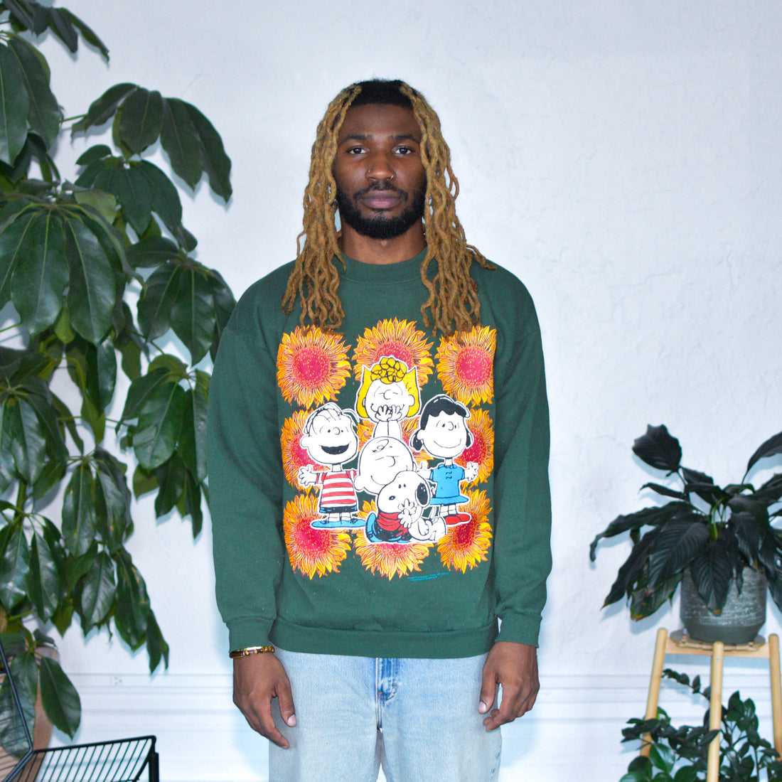 Y2K Green Peanuts Crewneck Sweatshirt