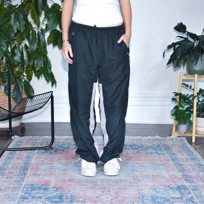 Vintage Y2K Black Nike Black &amp; White Striped Track Pants