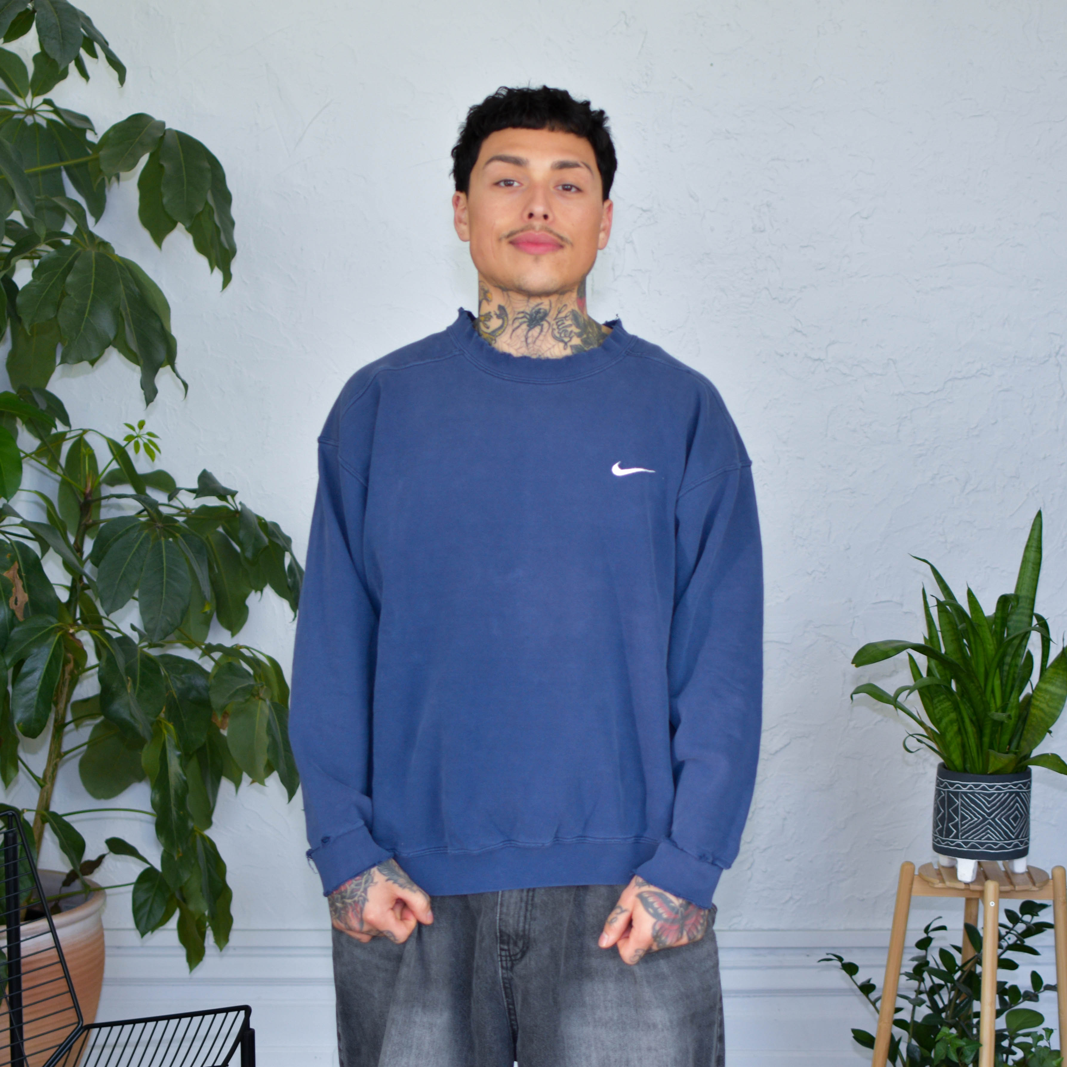 Vintage Y2K Nike Mini Swoosh Navy Crewneck