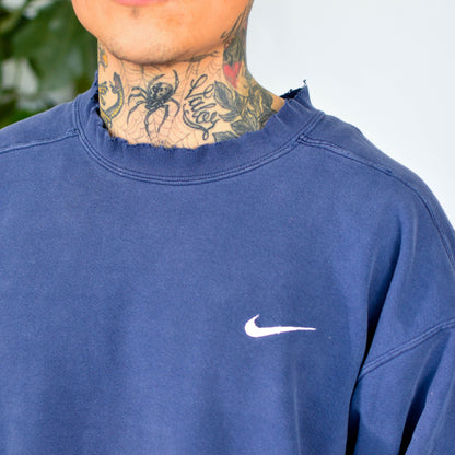 Vintage Y2K Nike Mini Swoosh Navy Crewneck