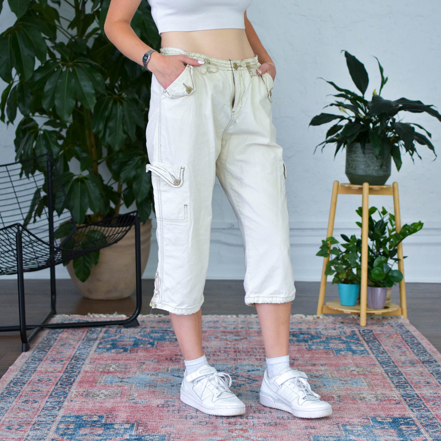 Y2k Unionbay Cream Capri Cargos