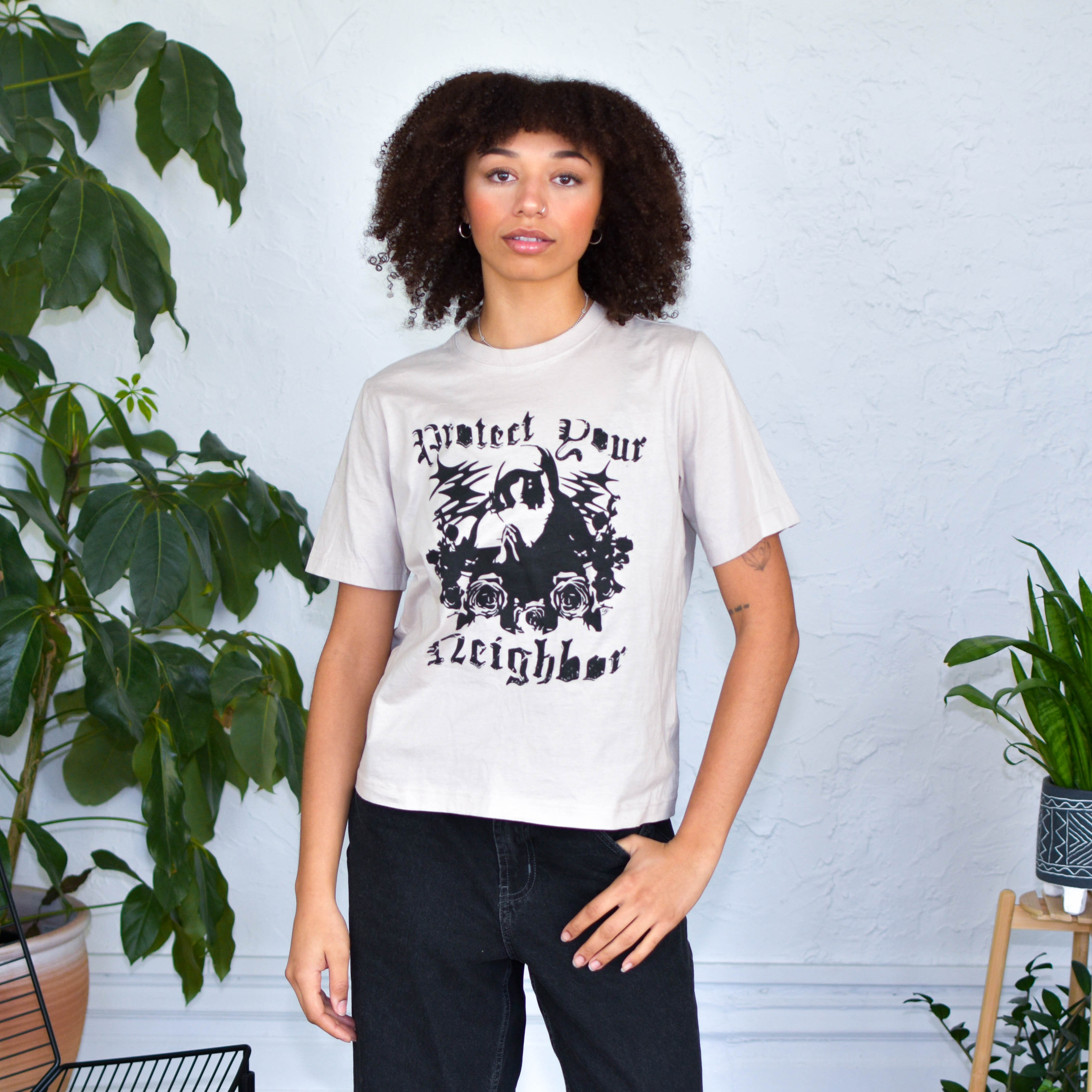 Cream T-Shirt - "Protect Your Neighbors" Solidarity Merch