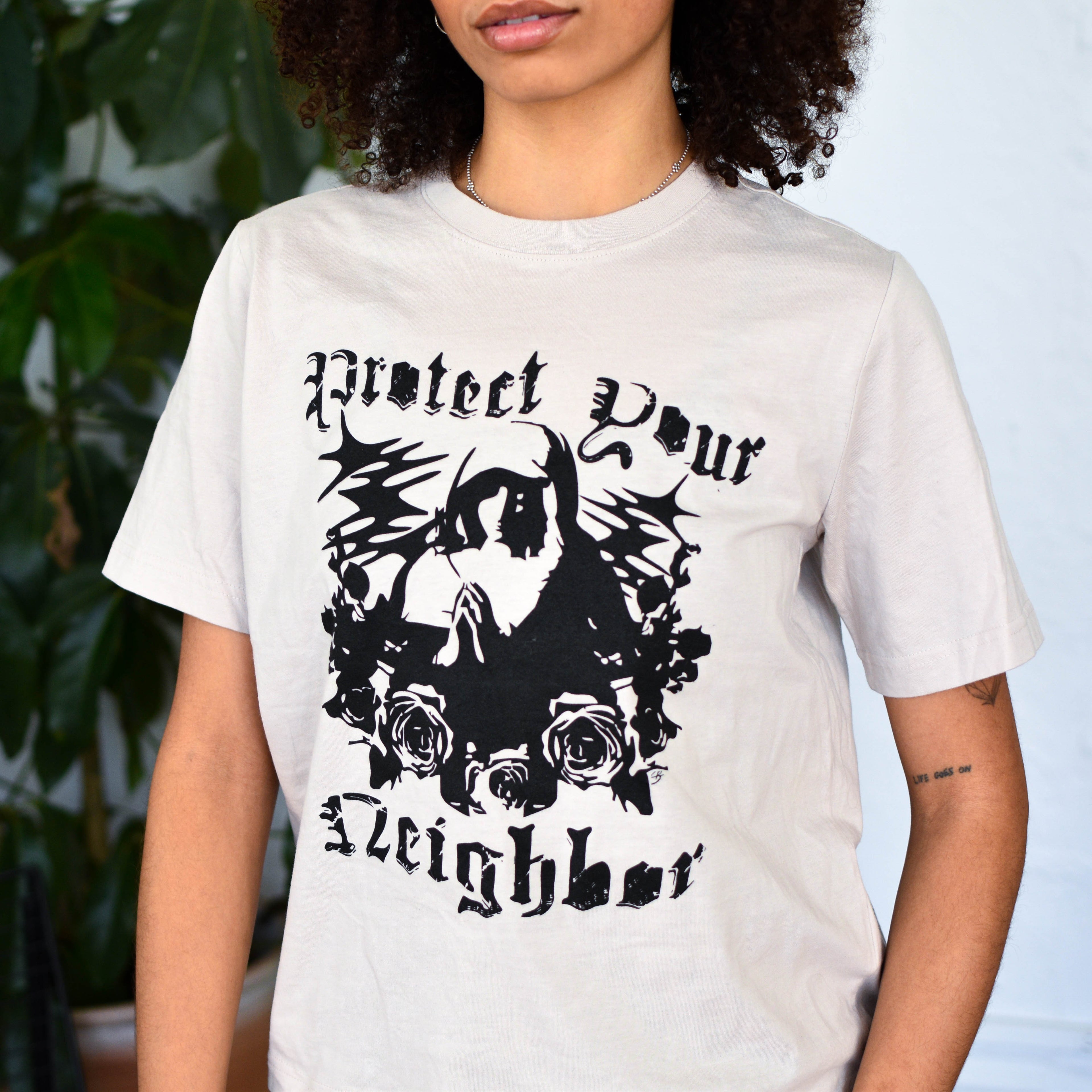 Cream T-Shirt - "Protect Your Neighbors" Solidarity Merch