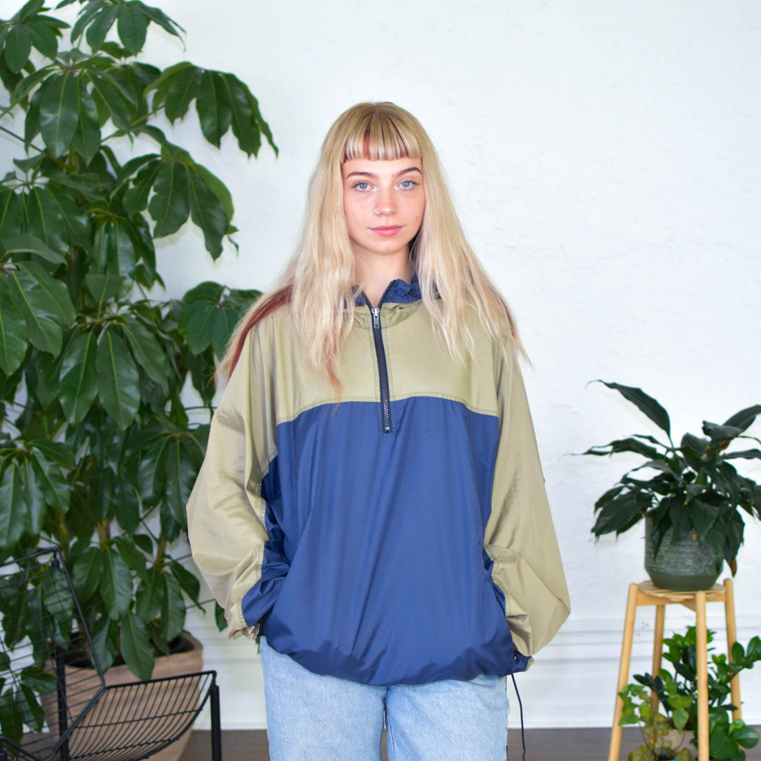 Vintage Navy Colorblock Windbreaker