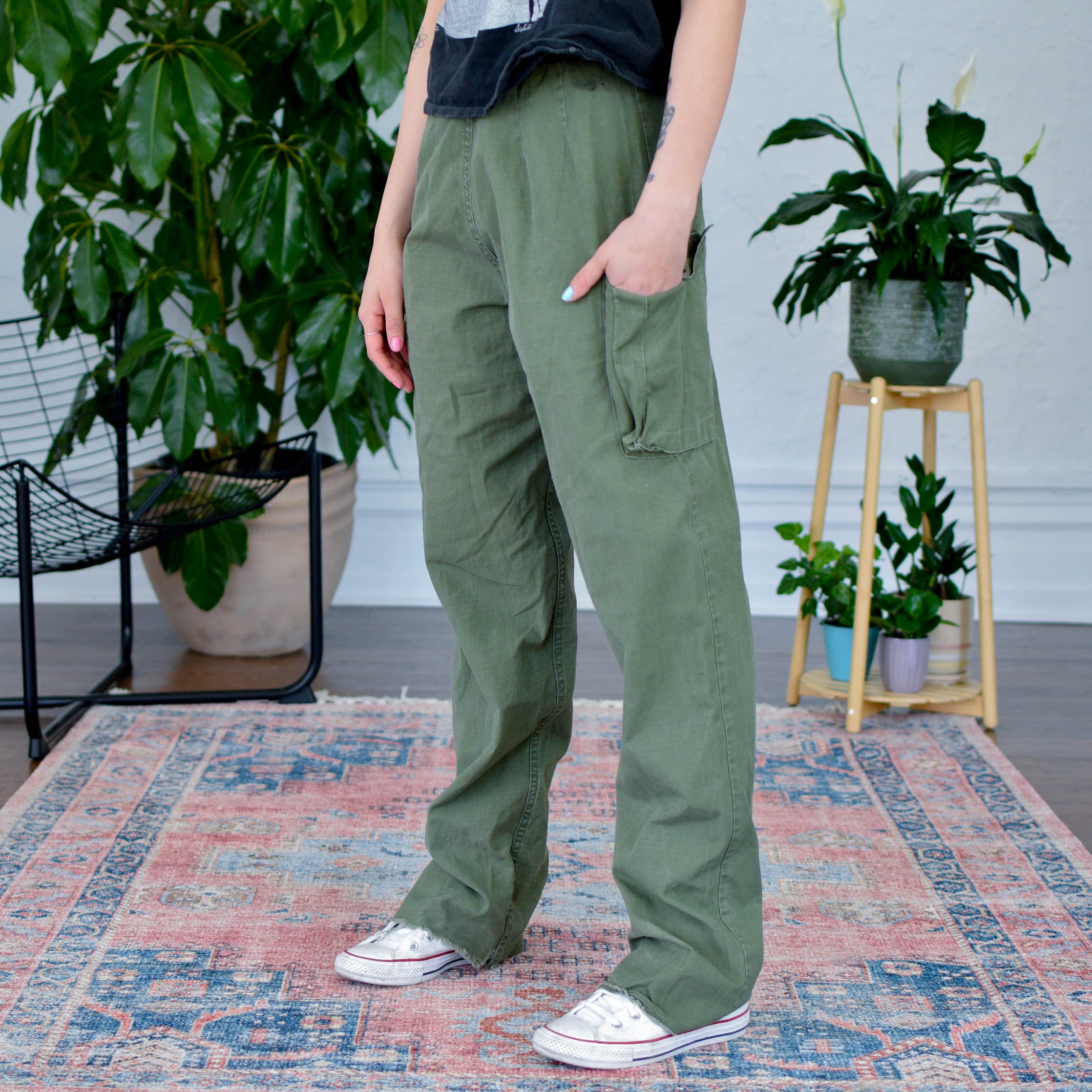 Vintage Military Style Green Pants