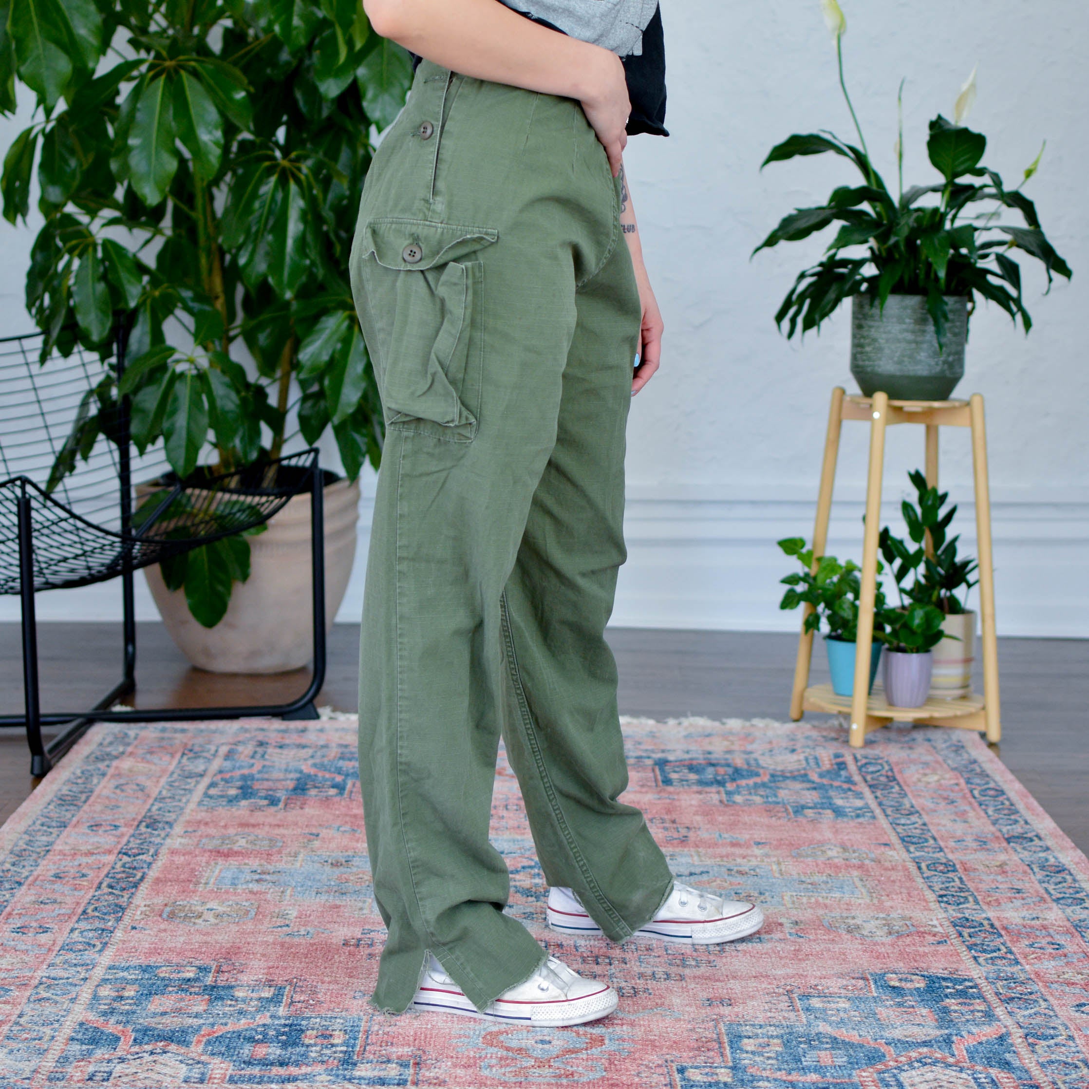 Vintage Military Style Green Pants