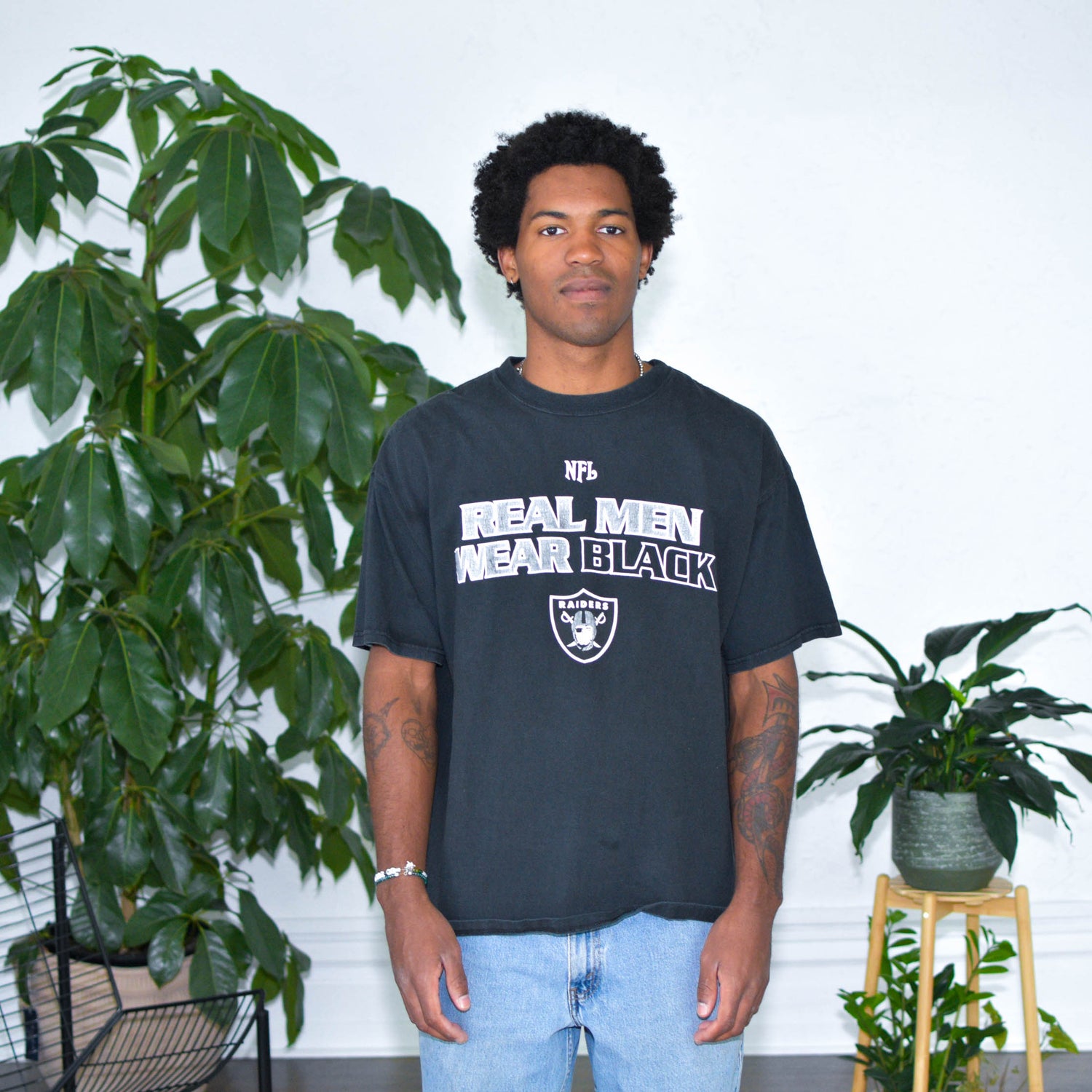 Y2k ‘Real Men Wear Black’ Raiders T-Shirt