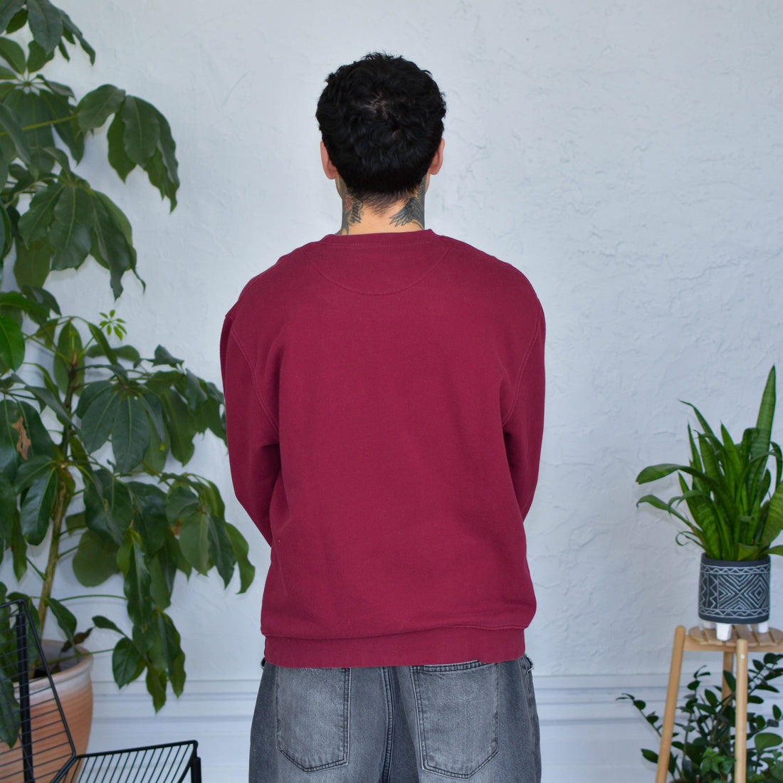 Vintage Y2K Maroon Nike Mini-Swoosh Crewneck