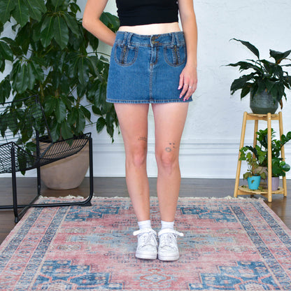 Y2k Paris Blues Denim Mini Skirt