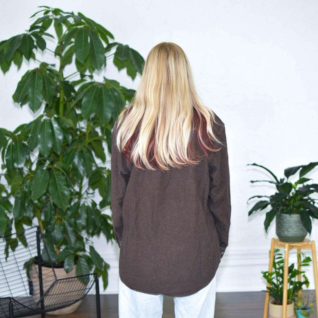 Vintage Brown Long Sleeve Button Up