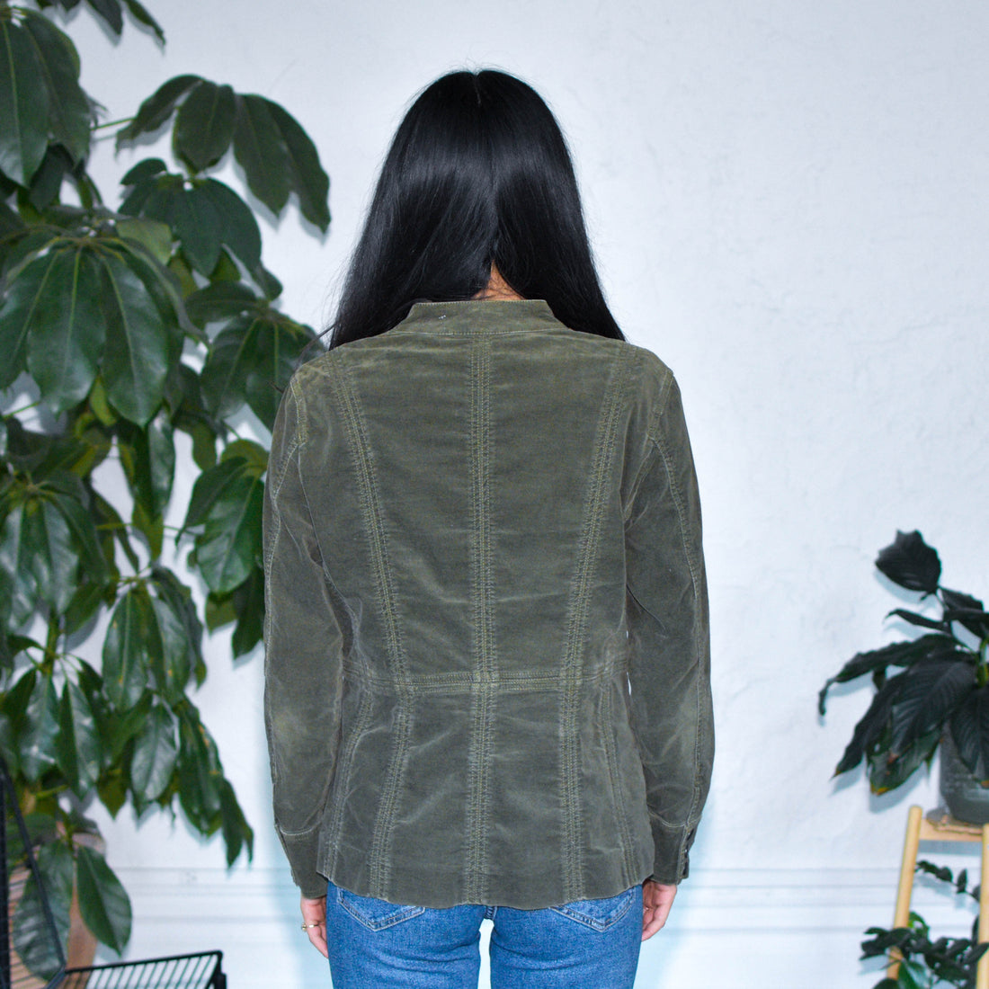 Vintage Y2K Silver Jeans Green Corduroy Suit Jacket