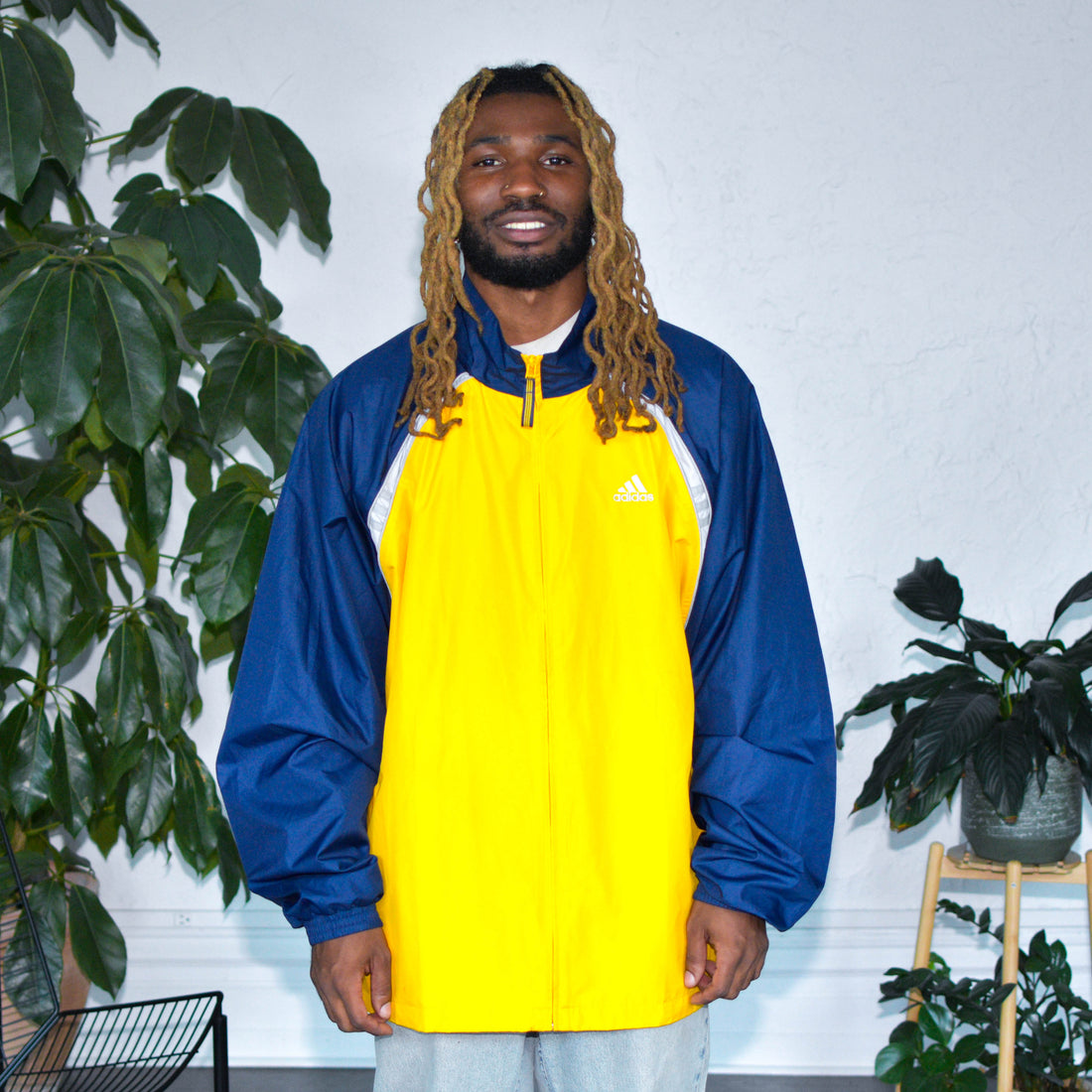 Vintage Y2K Blue &amp; Yellow Adidas Windbreaker