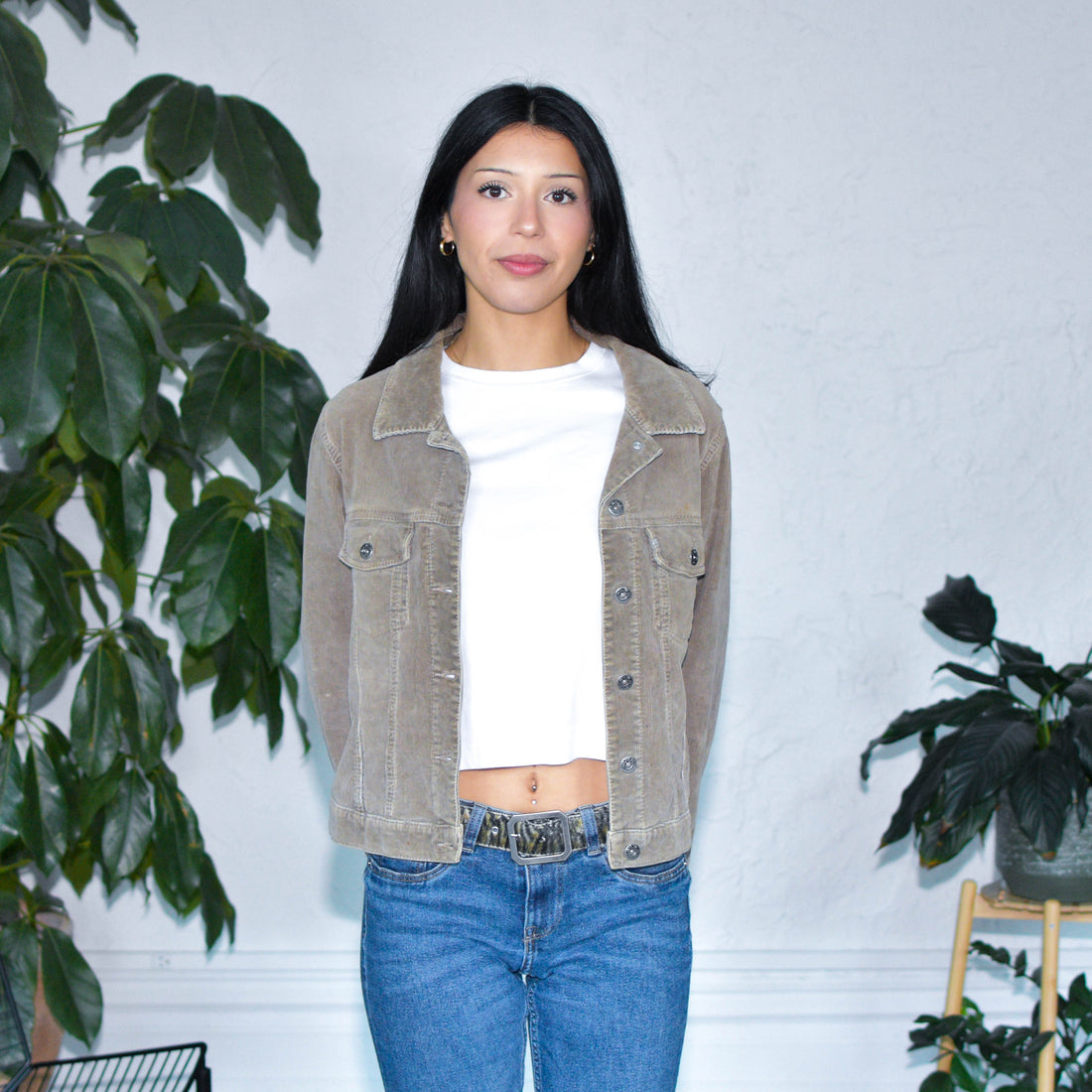 Vintage Y2K Long-Sleeve Silver Jeans Corduroy Jacket
