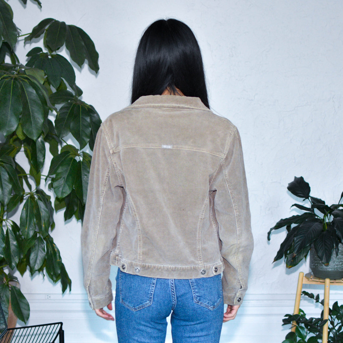 Vintage Y2K Long-Sleeve Silver Jeans Corduroy Jacket