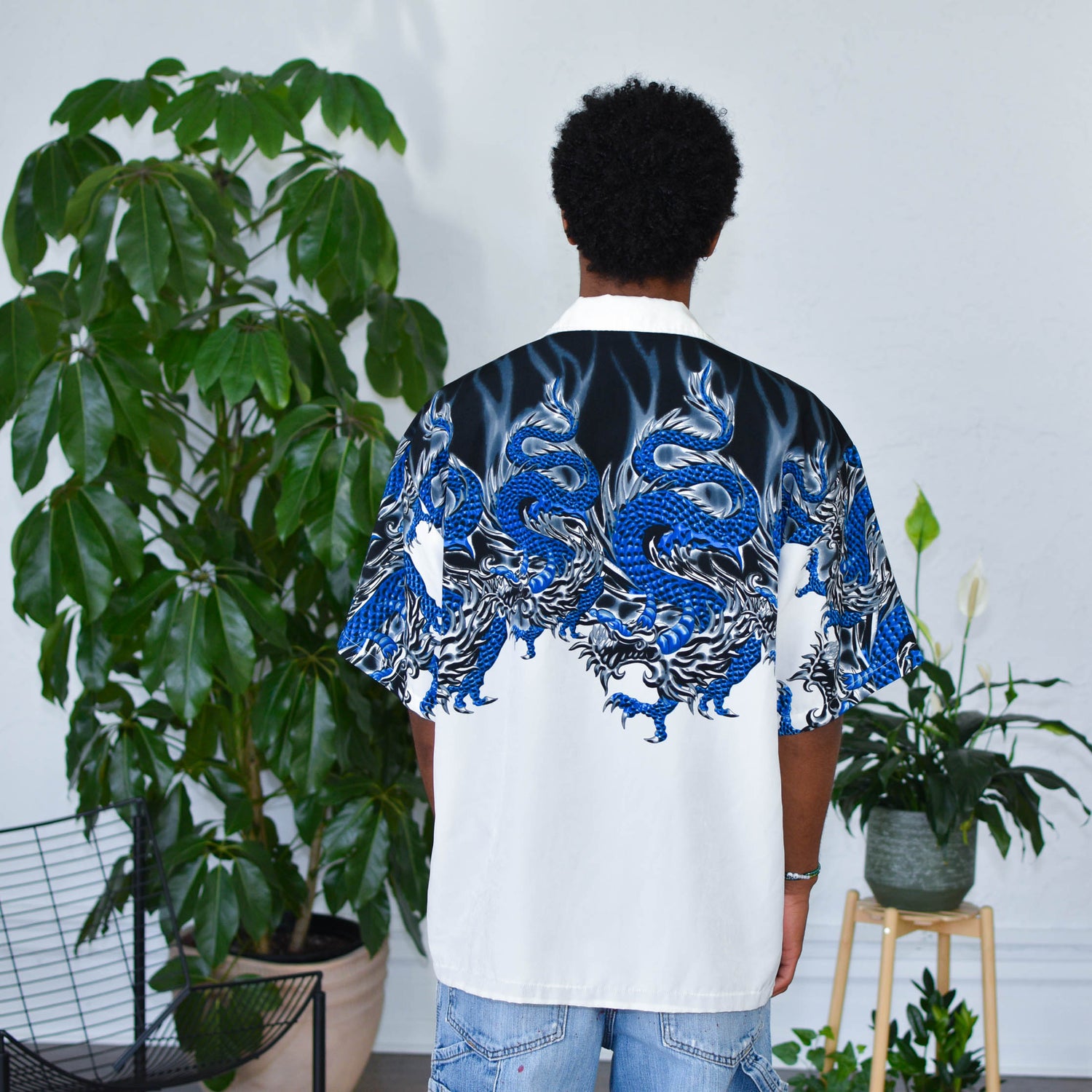 Y2k Dragon Graphic Summer Button Up