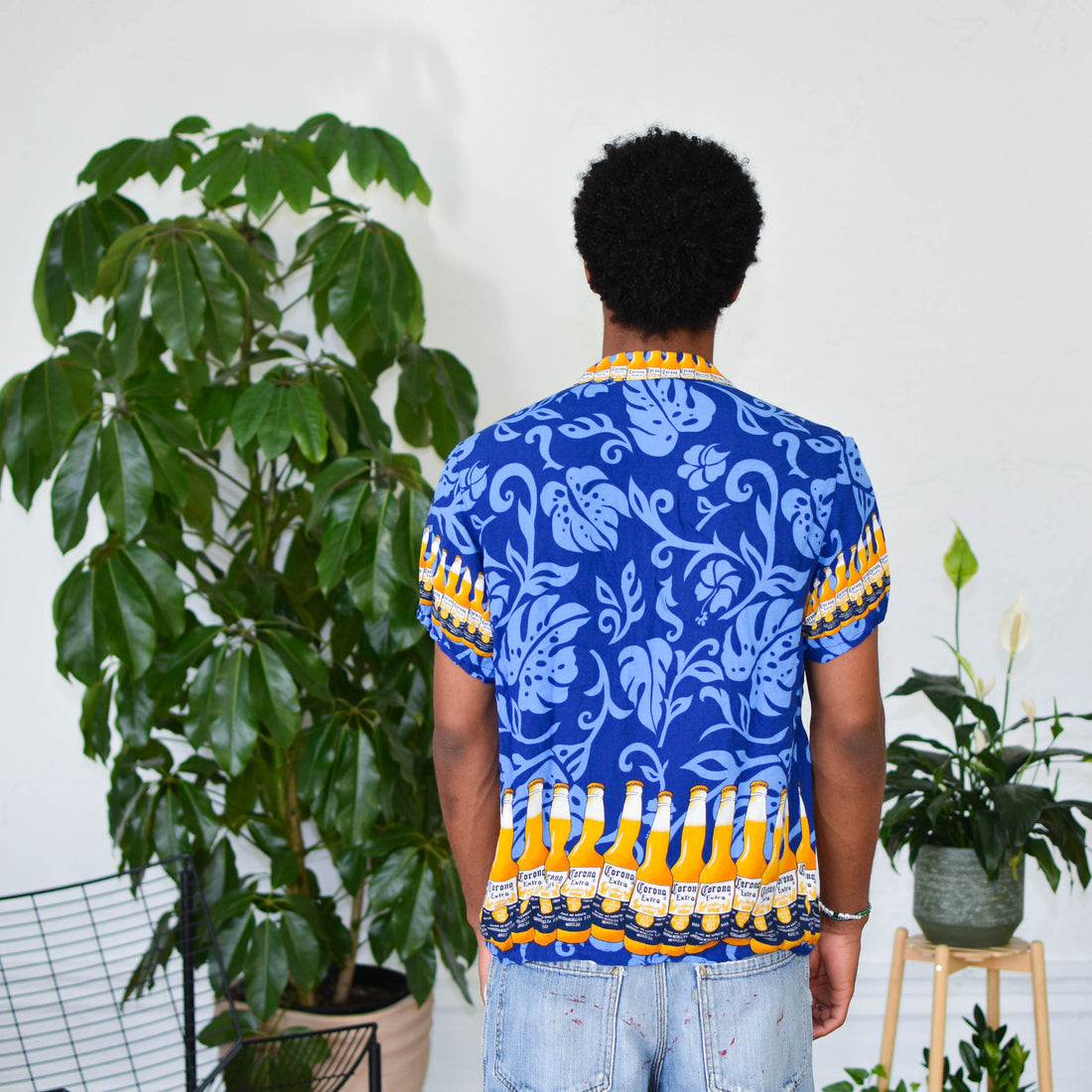 Y2k Corona Graphic Short Sleeve Button Up