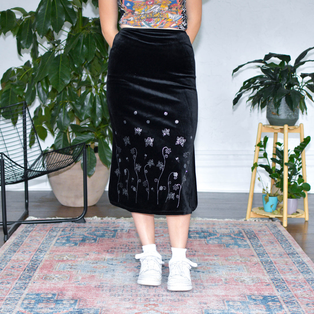 Vintage Amy Byer Velvet Midi Skirt