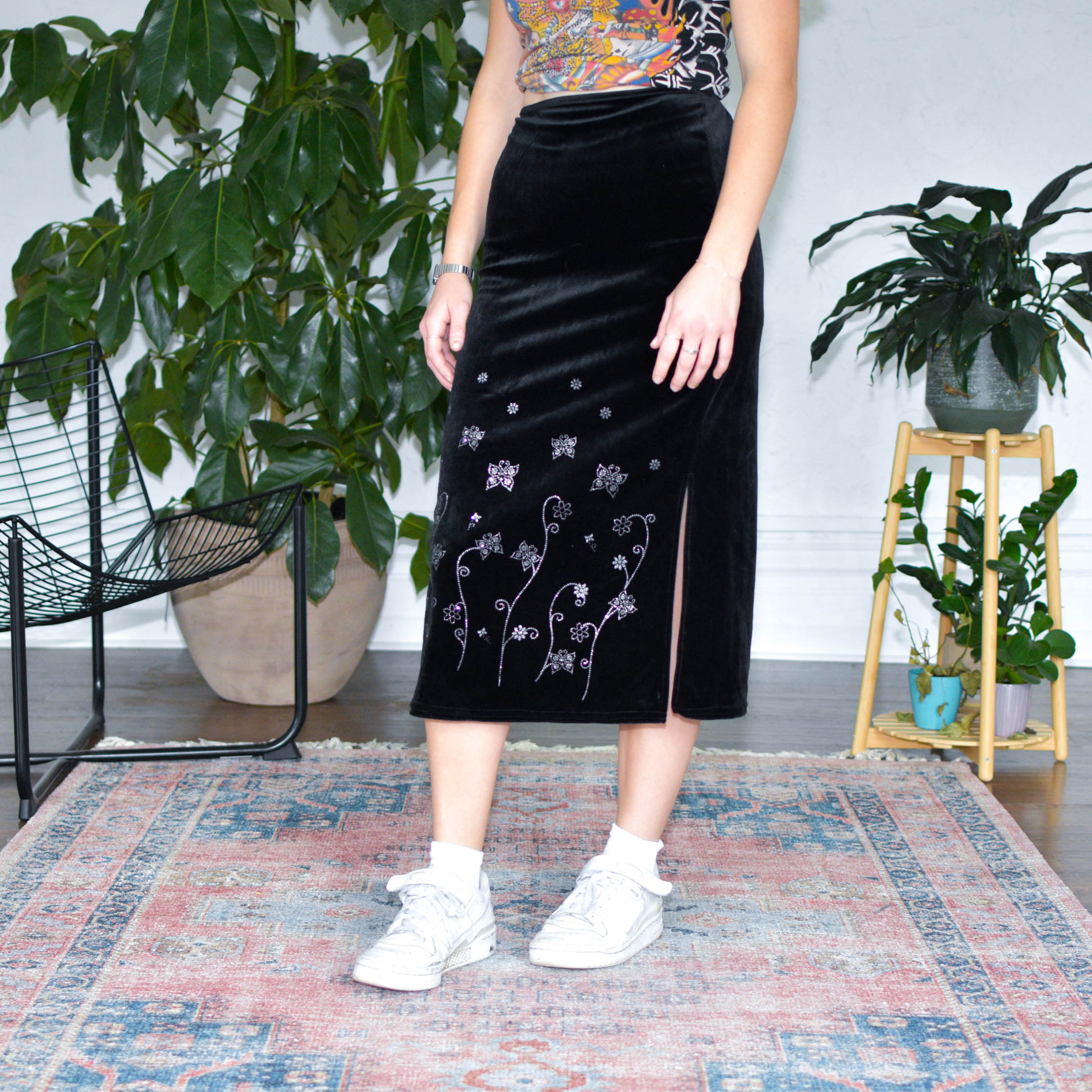 Vintage Amy Byer Velvet Midi Skirt