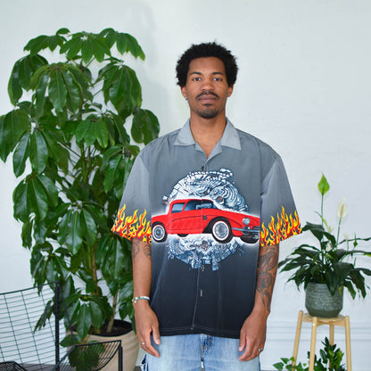 Y2K No Boundaries Graphic Short Sleeve Button Up