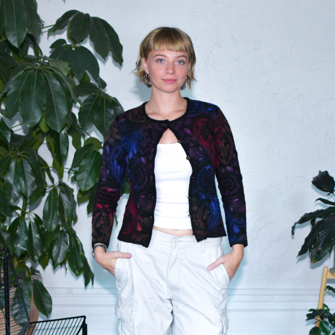 Vintage Femme Alpaca Wool Button-up Cardigan