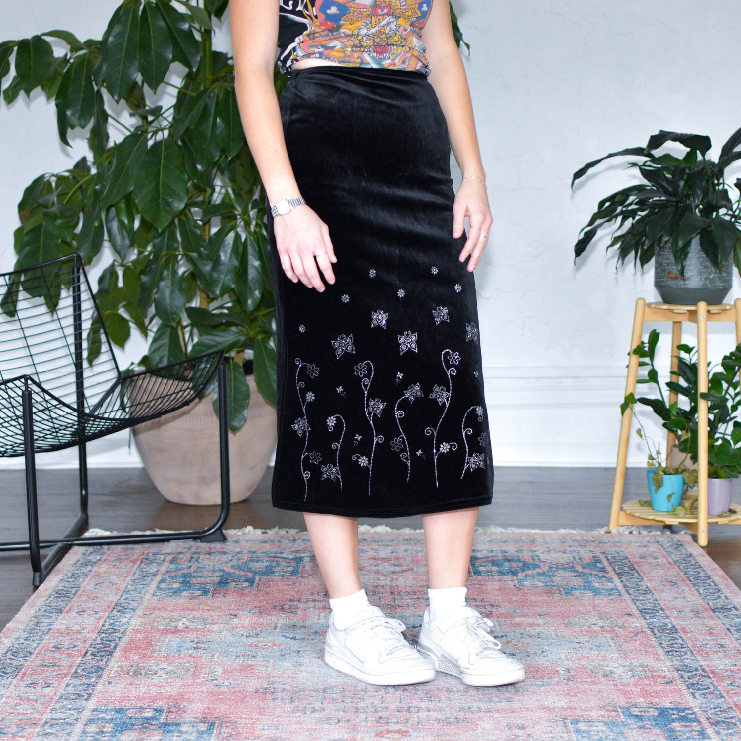 Vintage Amy Byer Velvet Midi Skirt