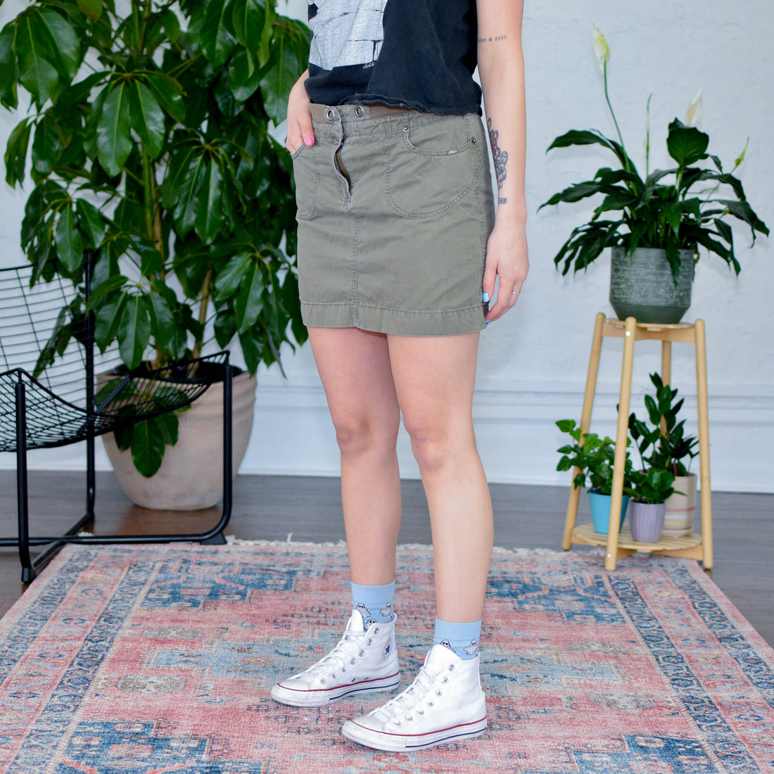 Y2k Green Cargo Style Mini Skirt