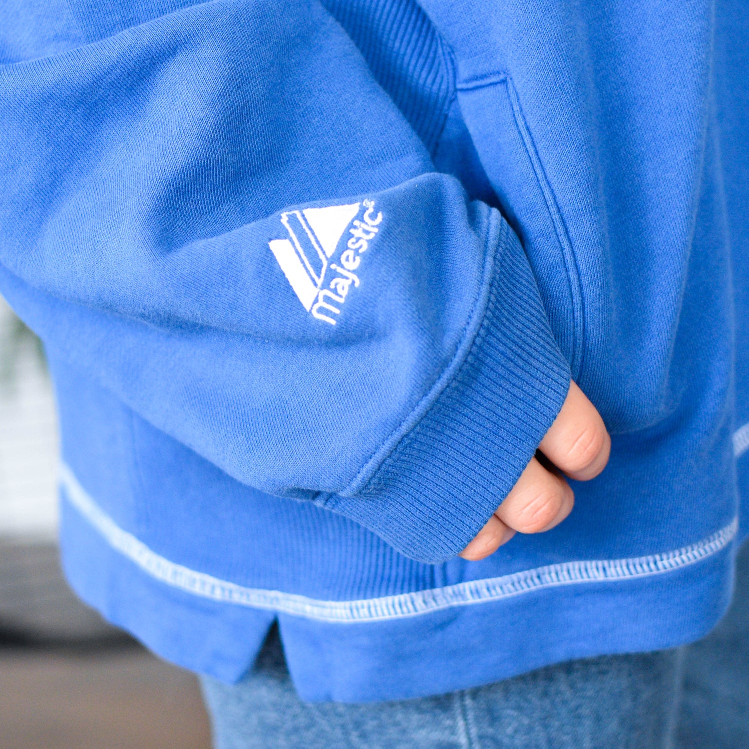 Vintage Chicago Cubs Embroidered Blue Hoodie