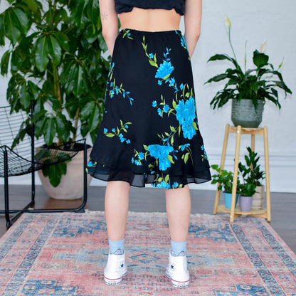 Y2k Floral Flowy Midi Skirt