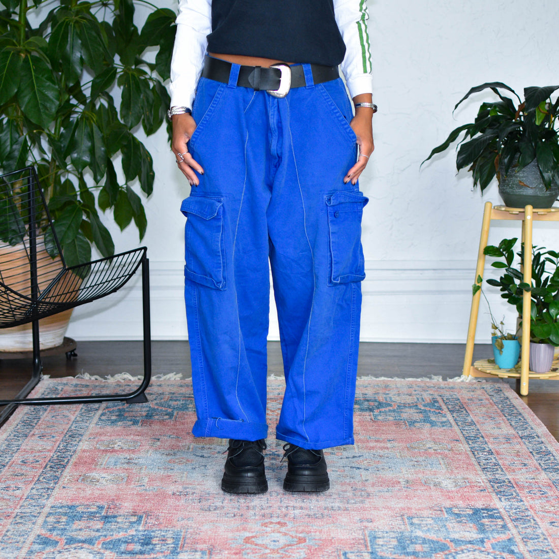 Vintage Indigo Baggy Cargo Pants