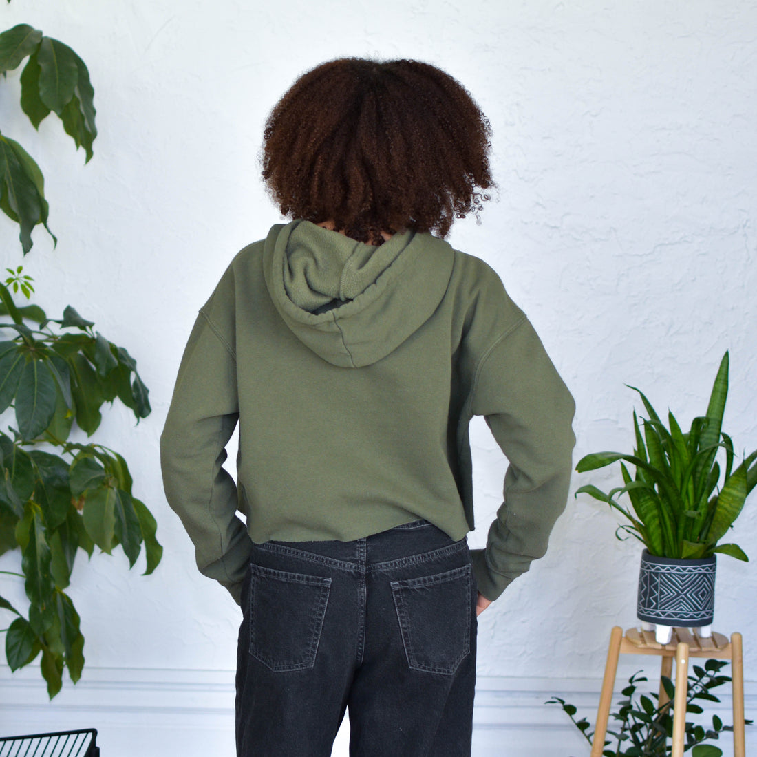 Olive Cropped Sweatshirt - "Protect Your Neighbor" Solidarity Merch