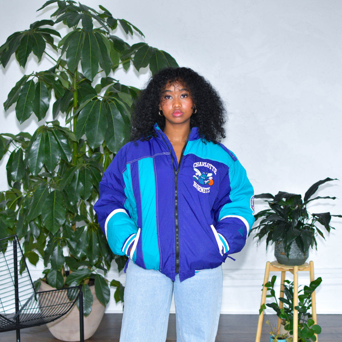 Vintage Charlotte Hornets Puffer Jacket