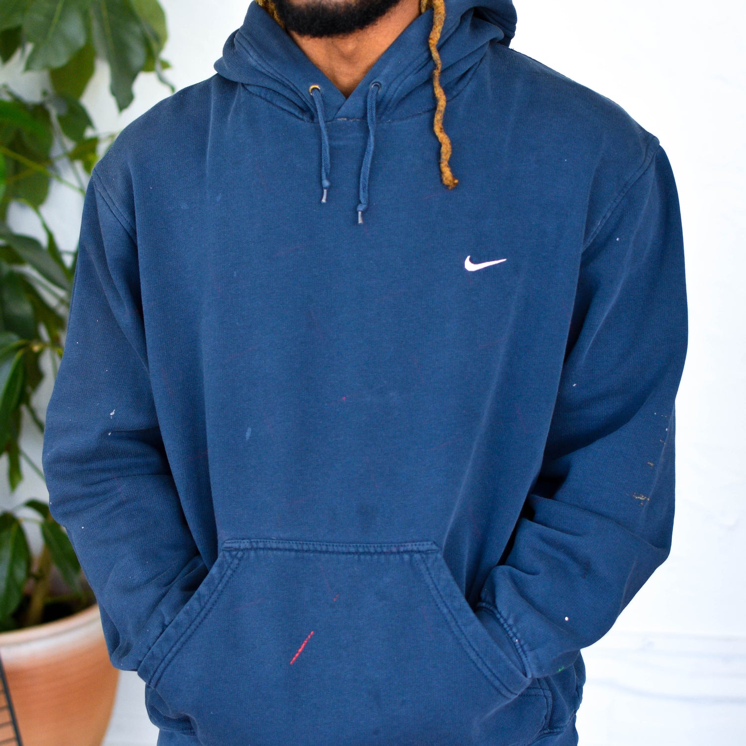 Y2K Distressed Nike Navy Hoodie
