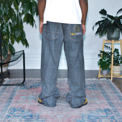 Vintage Y2k Akademiks Washed Out Black Embroidered Jeans