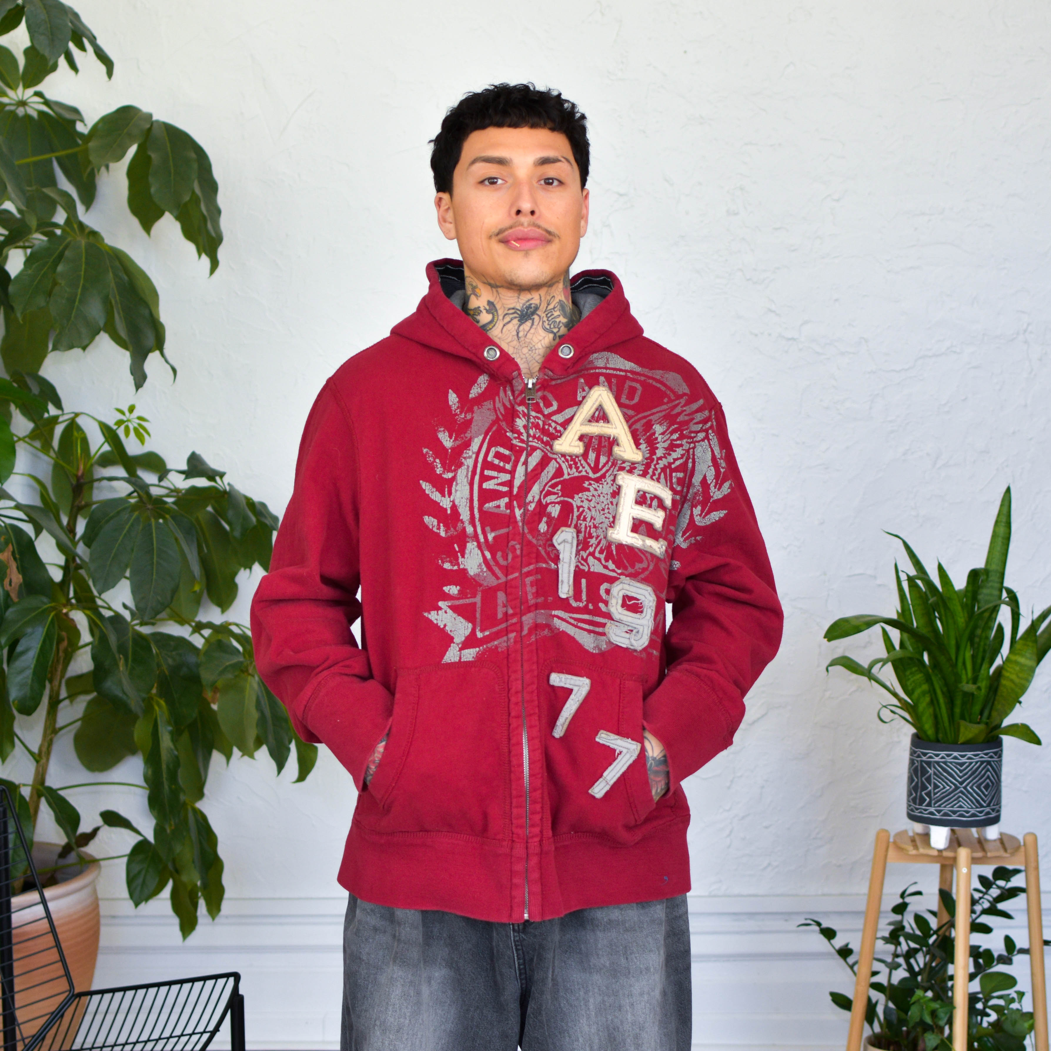 Y2K American Eagle Zip-Up Hoodie